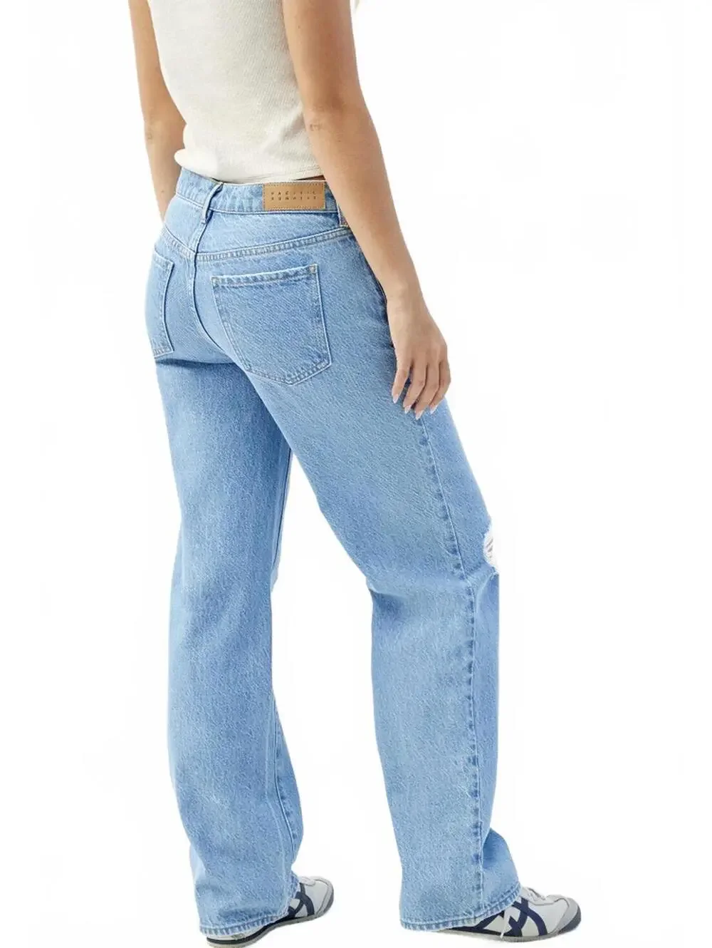 PacSun Jordyn Medium Indigo Ripped Low Rise Straight Leg Jeans MEDIUM INDIGO 30
